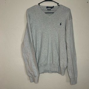 😍Ralph Lauren Pima Cotten Gray V Neck Sweater